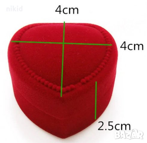 червено сърце от кадифе плюш кутийка за пръстен бижу подарък рожден ден Свети Валентин кутия, снимка 3 - Други - 24256207
