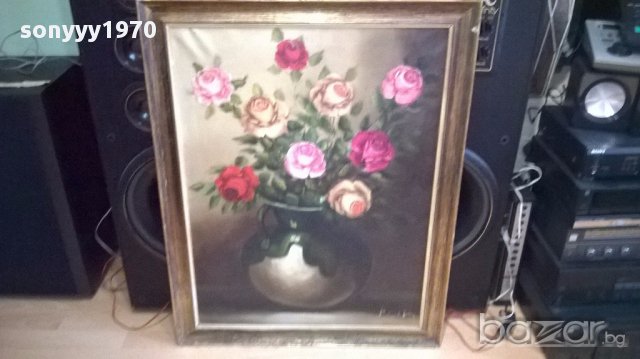 Hhijll-огромна испанска картина 92/71см-внос канарите, снимка 7 - Антикварни и старинни предмети - 16069640