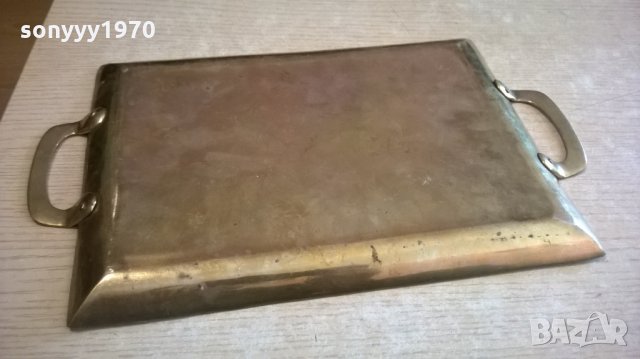 поднос с риба и костенурка-мед/месинг-24х21см-внос швеицария, снимка 2 - Антикварни и старинни предмети - 22970549