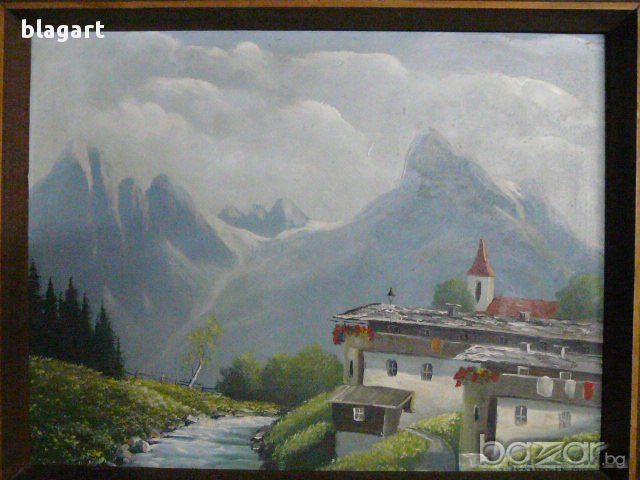 стара картина -"Планински пейзаж", снимка 4 - Антикварни и старинни предмети - 15578031
