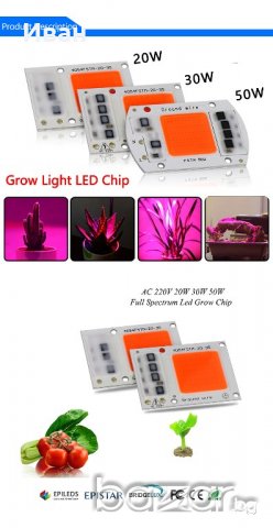 За оранжерии - LED Grow chip 50W 380-840nm, готови решения! , снимка 7 - Прожектори - 20065006