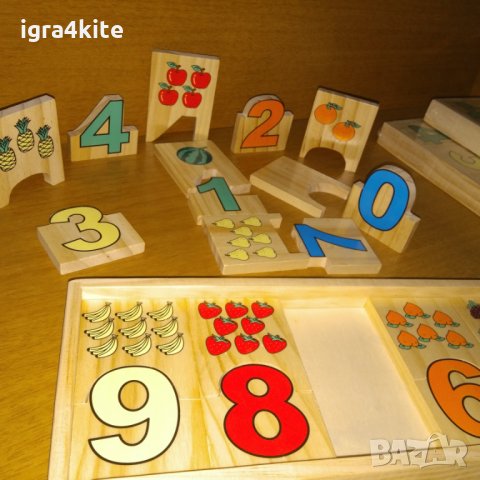 Големи дървени числа с плодове пъзел в кутия за най малките, снимка 3 - Образователни игри - 25012778