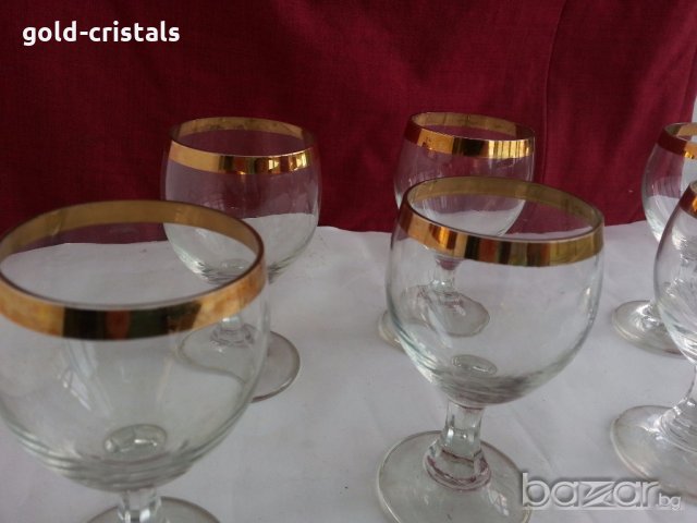 Ретро кристални чаши с златен кант , снимка 10 - Антикварни и старинни предмети - 19581397