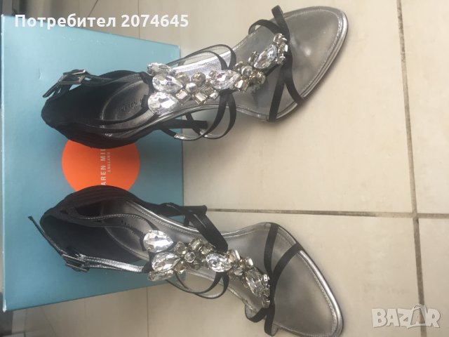 Karen Millen сандали на ток с камъни,черни.Номер-40, снимка 10 - Дамски обувки на ток - 22789453