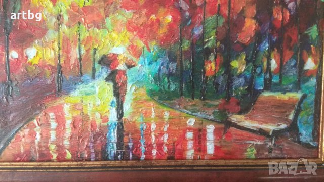 Автентична картина "В парка", снимка 2 - Картини - 24694279