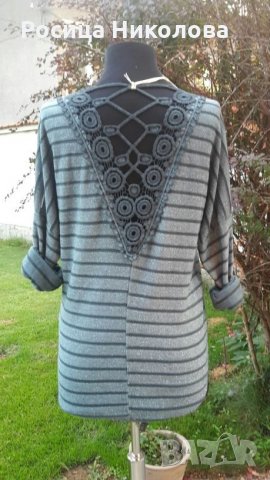 Д блуза с интересен гръб в цветове , снимка 2 - Блузи с дълъг ръкав и пуловери - 22702569
