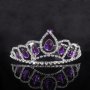 Сребриста с лилави капки камъни корона диадема с камъни детска дамска, снимка 1 - Аксесоари за коса - 24118650