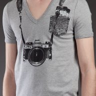 FRANKIE MORELLO GREY CAMERA PRINT Мъжка Тениска size S, снимка 4 - Тениски - 6491224