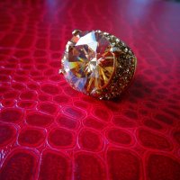 ХИТ! ПРОМО! Златист пръстен с оранжев камък, снимка 2 - Пръстени - 18476051