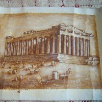 Маслена картина на Атинския партеном., снимка 7 - Антикварни и старинни предмети - 18853421