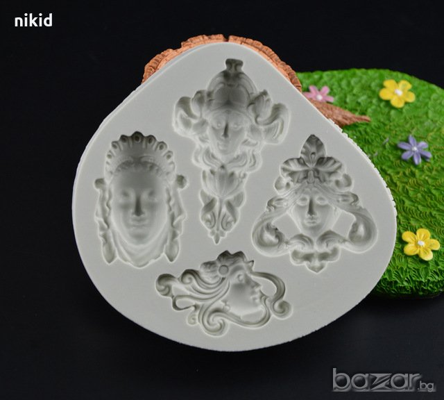4 Буда лица маски същества брошка силиконов молд форма декорация украса, снимка 1