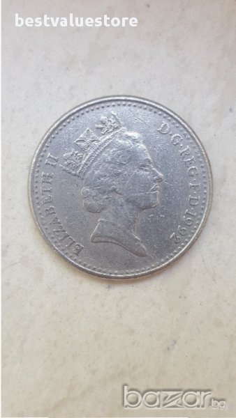 Монета 10 Английски Пени 1992г. / 1992 10 Pence UK Coin, снимка 1