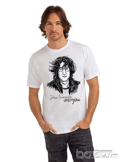 УНИКАЛНА тениска на John Lennon само за фенове на Beatles! Направи си тениска с твоя любимата снимка, снимка 1