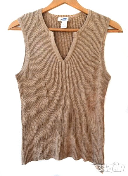 Old Navy дамски топ потник бежов еластичен, снимка 1