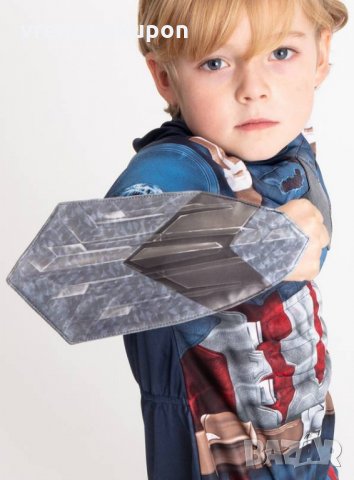 Костюм на Капитан Америка с мускули и щитове за ръцете, снимка 4 - Детски панталони и дънки - 25391488