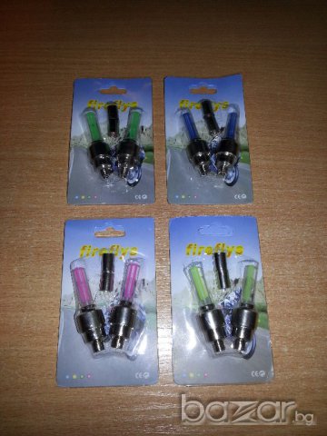 Светещи-LED капачки за Винтили на Коли,мотори и Велосипеди във 4 цвята, снимка 6 - Аксесоари и консумативи - 15650899