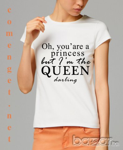 Ново! Queen Princess дизайнерска дамска тениска! Бъди различна, поръчай модел с твоя снимка, снимка 2 - Тениски - 7786867