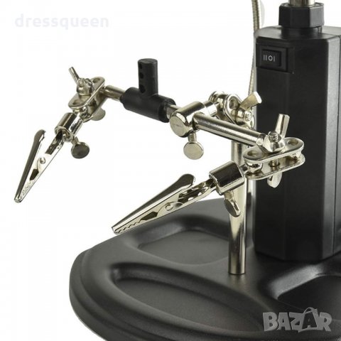 802 Настолна лампа с лупа трета ръка и стойка за запояване , снимка 8 - Други стоки за дома - 25078599