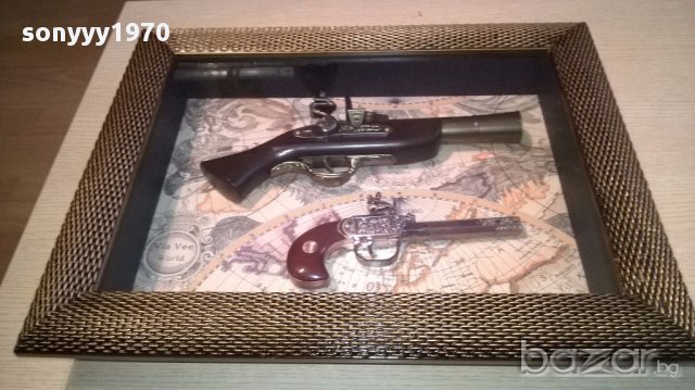 ретро/колекция-картина с пищови 50х40х7см-с стъкло и за стена, снимка 6 - Антикварни и старинни предмети - 17092855