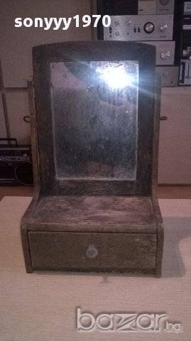 Антика-ретро огледало тоалетка с чекмедже-40х26х16см, снимка 4 - Антикварни и старинни предмети - 18063745