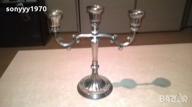 Silver plated-made in hong kong-антика-свещник- внос швеицария, снимка 3 - Колекции - 24209220