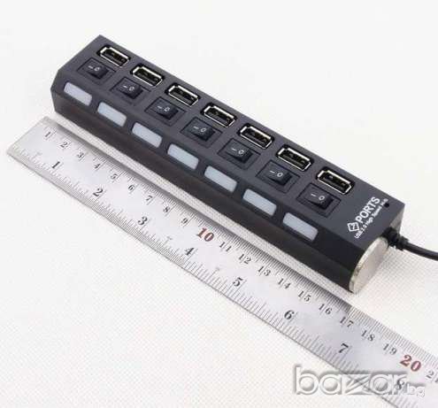 USB разклонител със 4,7 и 10 порта/със копчета за изключване - Висока скорост НОВ!, снимка 7 - Кабели и адаптери - 15571067