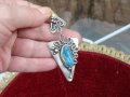  Авторски сребърни обеци с естествен тюркоаз , снимка 4
