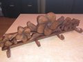 дървена закачалка с дърворезба-внос швеицария-42х13х8см, снимка 2
