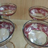 антикварни чаши с позлата  гравирани, снимка 2 - Антикварни и старинни предмети - 25377548