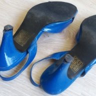  Lily shoes - сини летни обувки с ток, снимка 5 - Чехли - 14473548