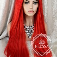 Lace Front LUXYRY WIG ELESSA Дълга Червена Перука Код 1051, снимка 5 - Аксесоари за коса - 25714636