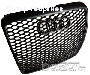 Решетка без емблема за Audi A6 C6 (2008-2011) - RS Look черна, снимка 1