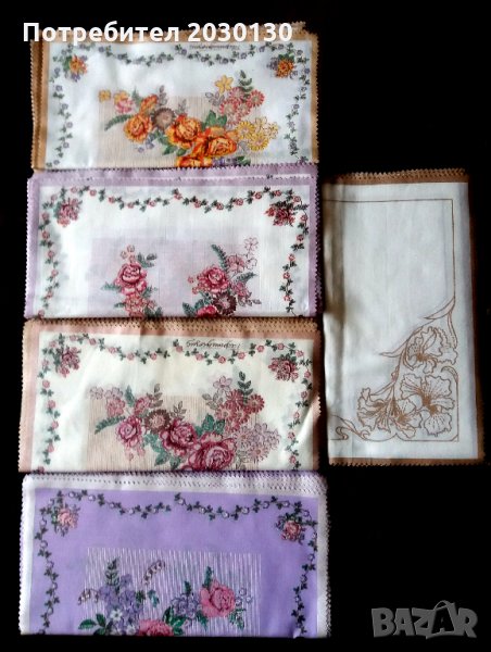 👌Красиви ръчно печатени кърпички -свадба-кръщне-празник-  💥 5 броя естествена коприна 💥, снимка 1