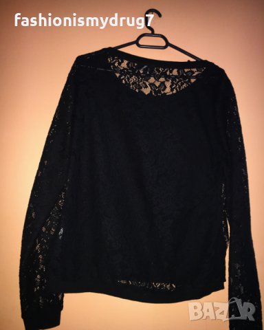 Bershka дантелена блуза с дълъг ръкав, снимка 2 - Блузи с дълъг ръкав и пуловери - 23922327