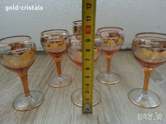 Чаши за ракия с златен кант, снимка 5 - Антикварни и старинни предмети - 22534810