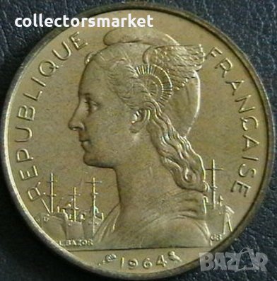 20 франка 1964, Реюнион, снимка 2 - Нумизматика и бонистика - 25855365