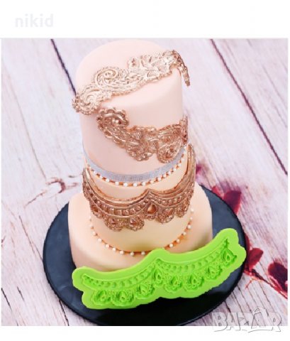 Колие капки Висяща дантела силиконов молд форма борд кант декорация и украса за торта с фондан , снимка 2 - Форми - 18613909