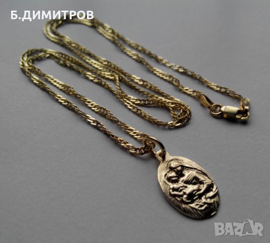Дамско златно синджирче с висулка, снимка 1 - Колиета, медальони, синджири - 23574325