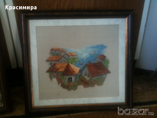 Гоблен"Къщички до морето", снимка 3 - Гоблени - 11497039