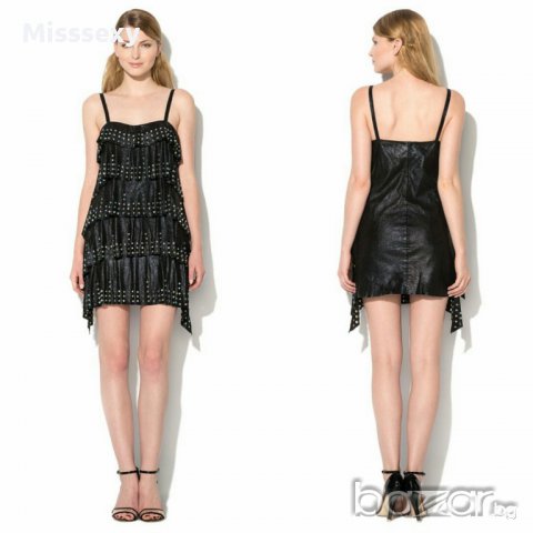 ПРОМО 🍊 JUST CAVALLI 🍊 Дамска къса черна рокля ест. кожа раз: S/40 нова с етикети, снимка 7 - Рокли - 16331258