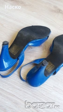  Lily shoes - сини летни обувки с ток, снимка 5 - Чехли - 14473548