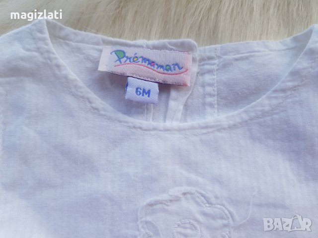 Бебешка бяла рокля Premaman - 6 месеца , снимка 2 - Бебешки рокли - 25211820