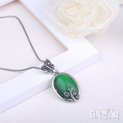 Колие, медальон огърлица, изумруд, снимка 4 - Колиета, медальони, синджири - 25201167
