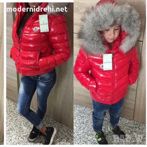 Дамско и детско червено яке с лисица Moncler