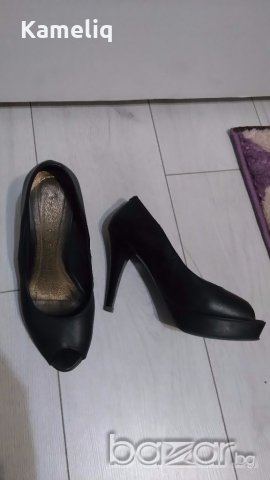 Черни отворени обувки от естествена кожа, снимка 2 - Дамски ежедневни обувки - 19502227