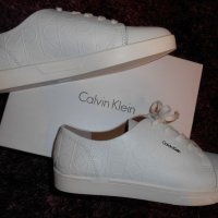 Calvin Klein Women's Imilia Nappa Leather Low-Top Sneakers, White , снимка 5 - Дамски ежедневни обувки - 19446914