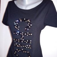 Дамска черна тениска Chic, снимка 5 - Тениски - 23195745