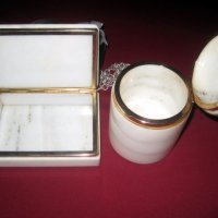 Мраморна кутия сейф, лот сребро, гривни, пръстени, бижута, кутийка, снимка 3 - Антикварни и старинни предмети - 23651738