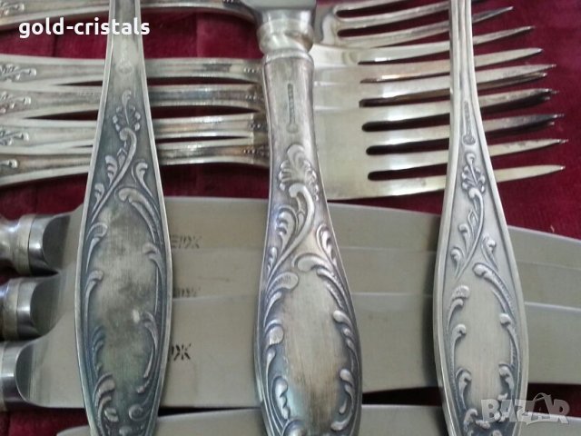 Старинни руски посребрени прибори за хранене, снимка 15 - Антикварни и старинни предмети - 22868985