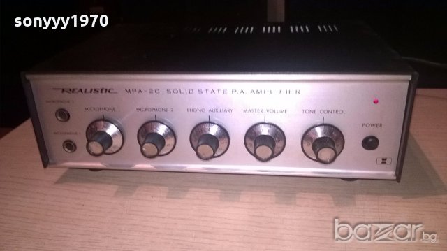 realistic mpa-20 solid state pa amplifier-внос швеицария, снимка 2 - Ресийвъри, усилватели, смесителни пултове - 19129150